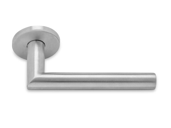 BASICS LB2-19 door handle left pointing to round rosette stainless steel (half pair) kopen in Alkmaar bij Postma en Postma